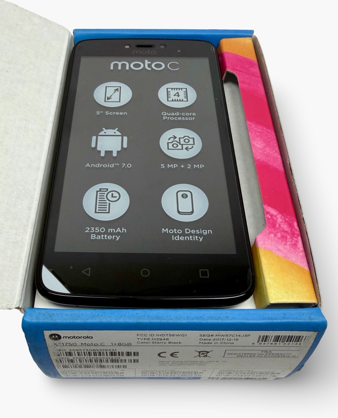 Motorola Moto C XT1750 Dual Sim Factory Unlocked 5.0″ 8GB Starry Black