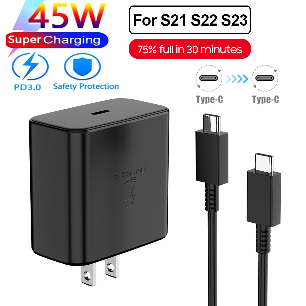 45w Super Fast Wall Charger+6FT Cable For Samsung Galaxy S23 S22 S21 Note20 A53