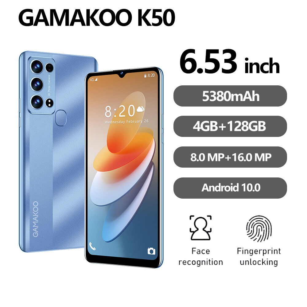 Unlocked Smartphone Dual Sim 128GB+4GB 6.53″ 4G Android Cell Phone 5380mAh