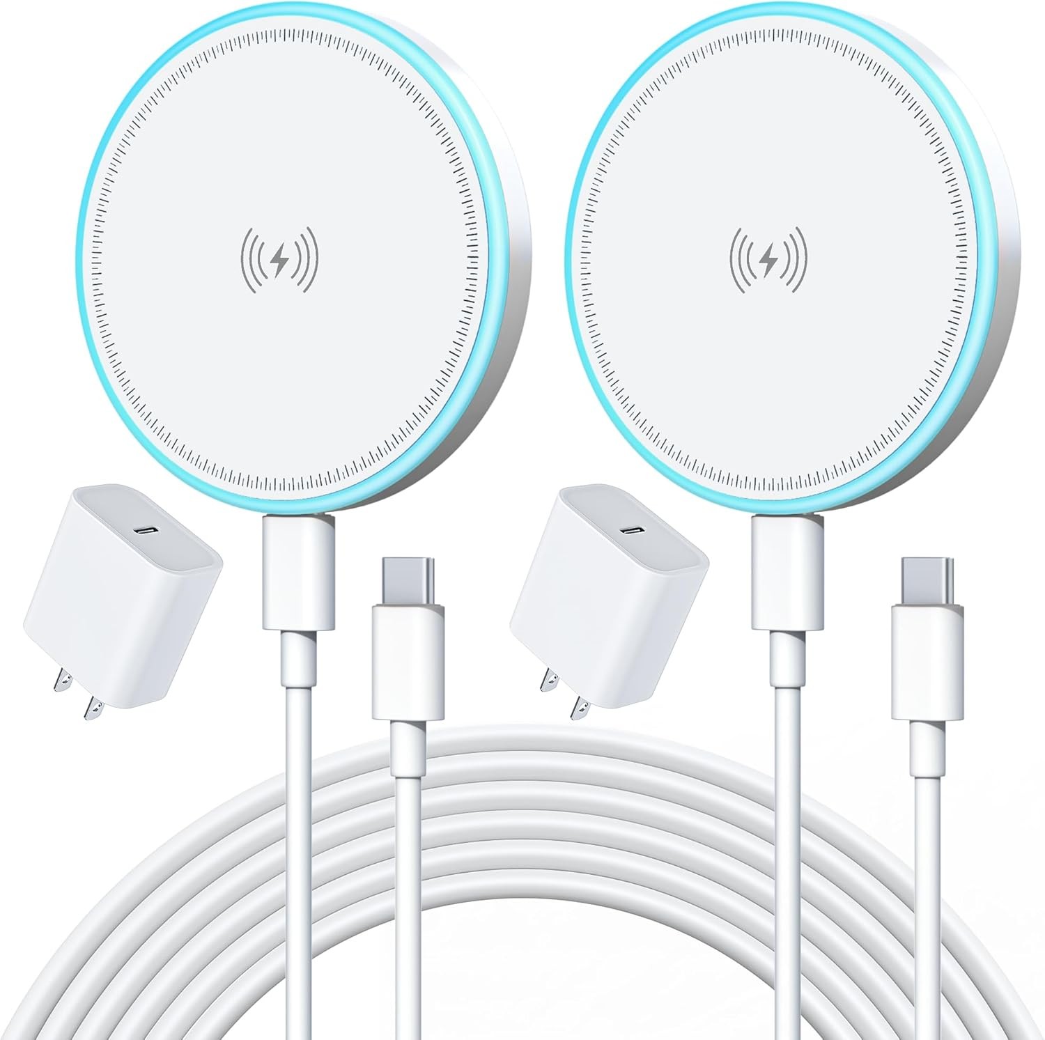 2 Pack 15W Wireless Fast Charging Pad with 20W Adapter for iPhone 17/16/15/14/13