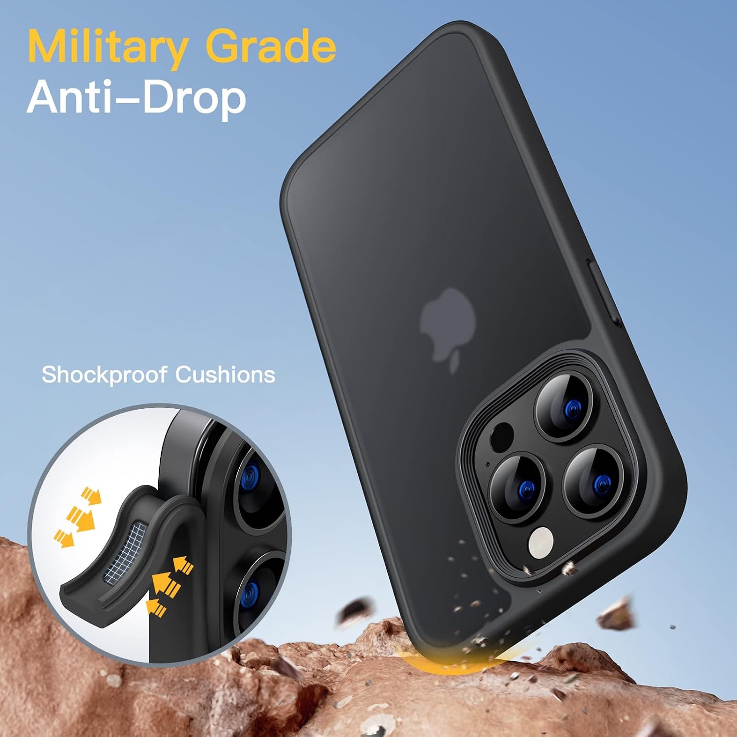 Matte Case for iPhone 14 Pro 6.1-Inch, Shockproof Military Grade Drop Protection