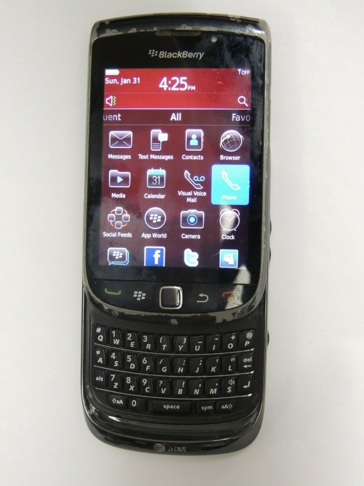 BlackBerry Torch 9800 Smatphone, 16GB SD Card AT&T SIM Card