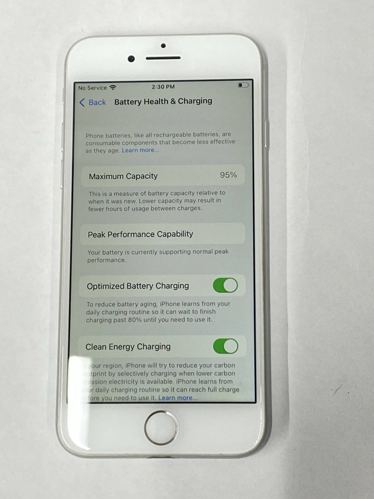 Apple iPhone 8 64GB MQ732LL/A A1863 White – No Carrier -95% BATT /Unlocked-N401