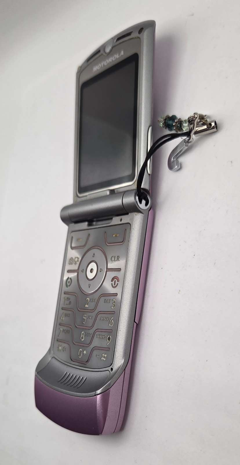 Motorola RAZR V3m Pink with Silver Vintage Rare Flip Phone Tested Works Megapix
