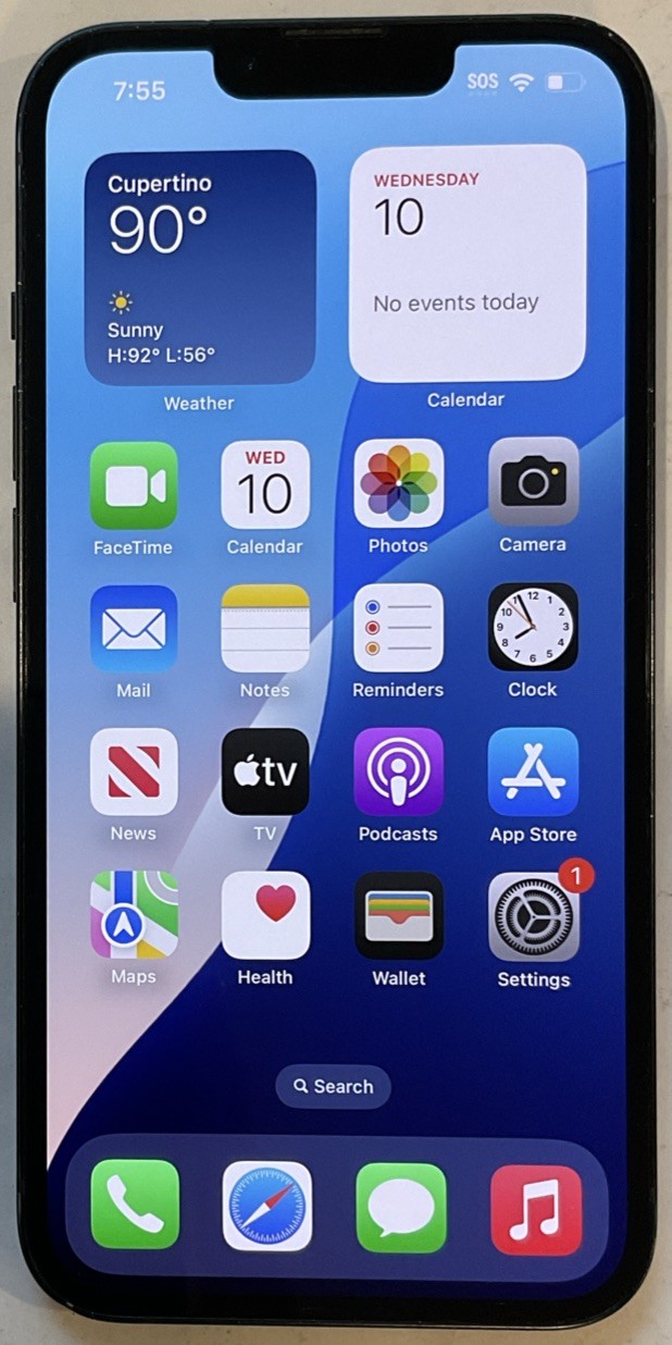 GSM UNLOCKED MIDNIGHT iPhone 13, 256GB A2482 MLAH3LL/A CRACKED BACK FOR REPAIR