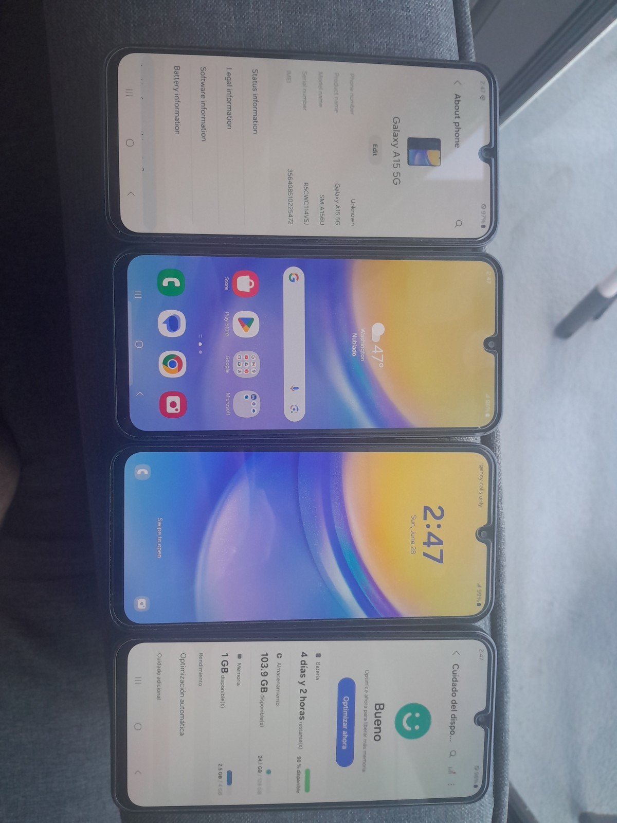 Lot of 4 Samsung Galaxy A15 5G 128GB Unlocked