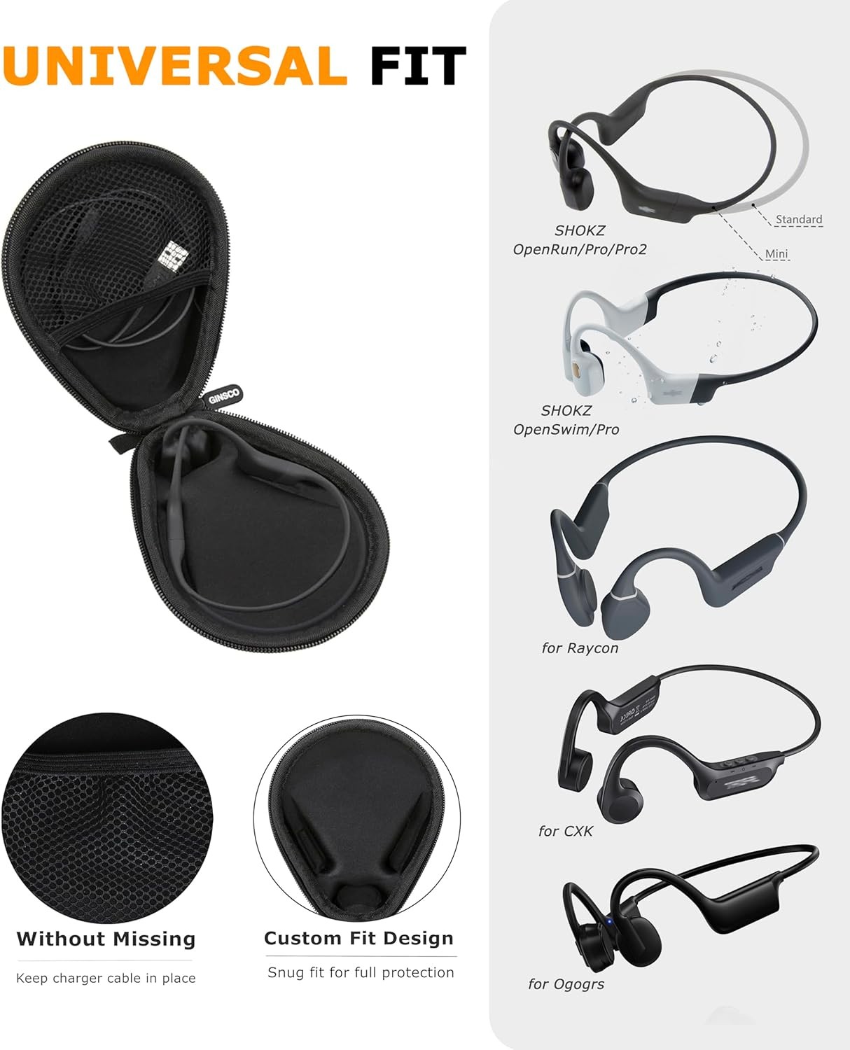 Universal Bone Conduction Headphone Case Compatible with SHOKZ New OpenRun Pro 2