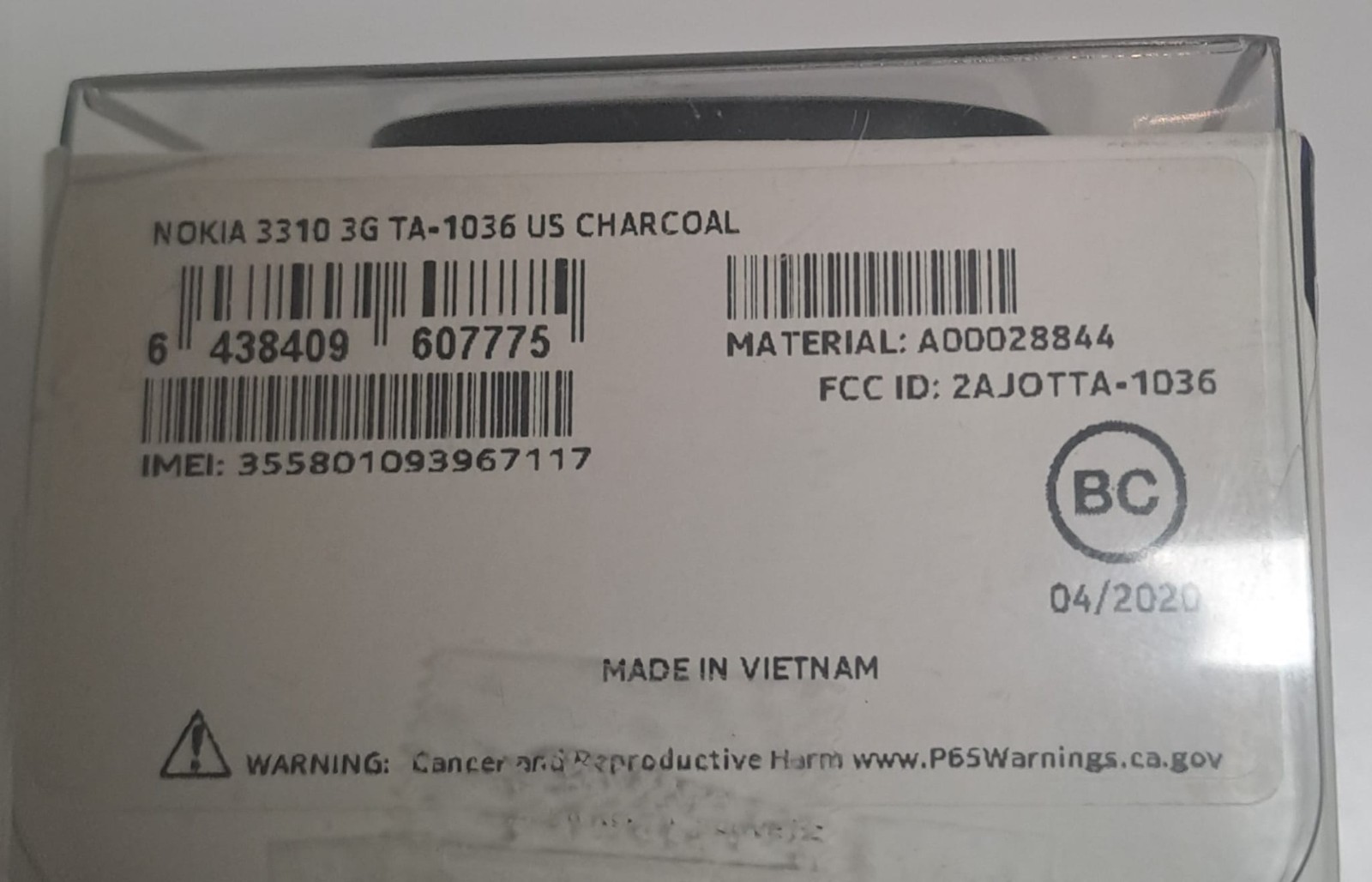 Nokia 3310 3G – TA-1036 2MP Charcoal (Unlocked) Cellular Phone