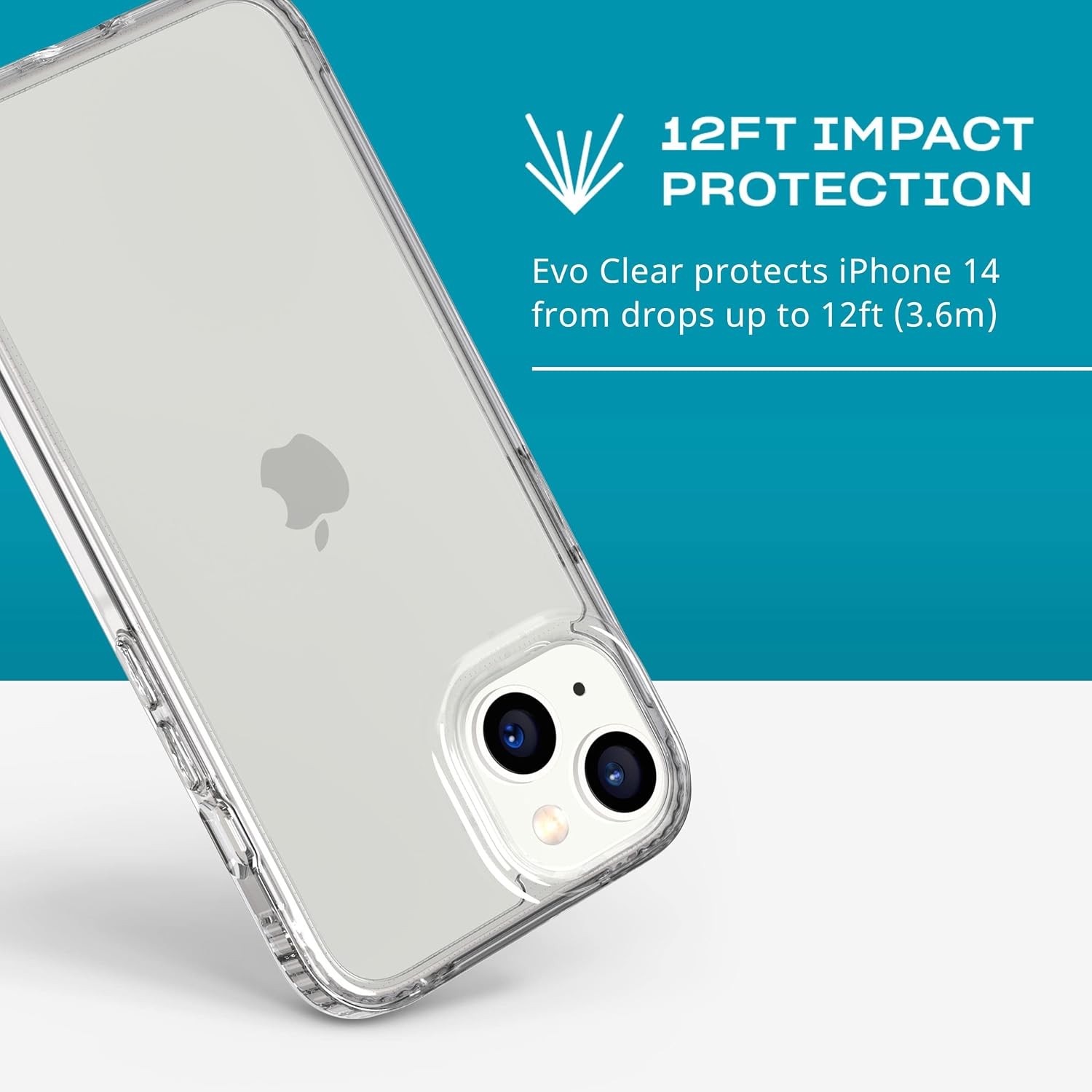 iPhone 14 Evo Clear – Scratch-Resistant, Shock-Absorbing Phone Case with 12ft Pr