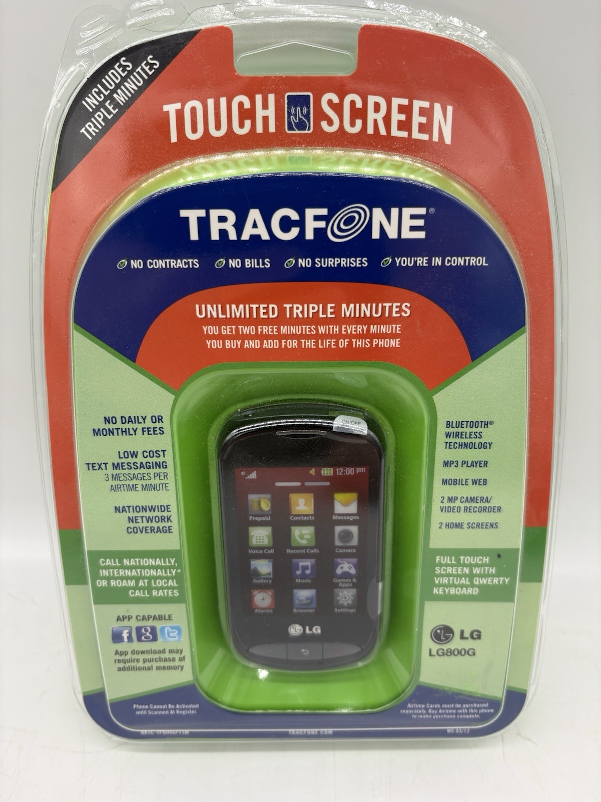 Sealed LG TRACFONE Cellular Phone Bluetooth Wireless Mobile Web Camera LG800G