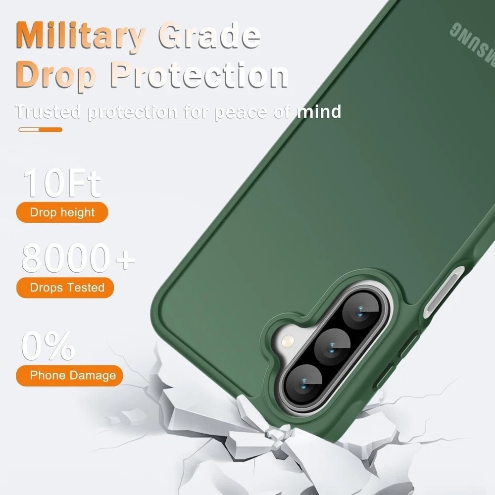 Samsung Galaxy A17 5G Case, Matte Phone Case with Screen Protector, Dark Green