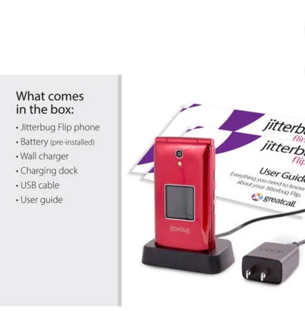 GreatCall Jitterbug Easy-to-Use Cell Phone for Seniors – Red