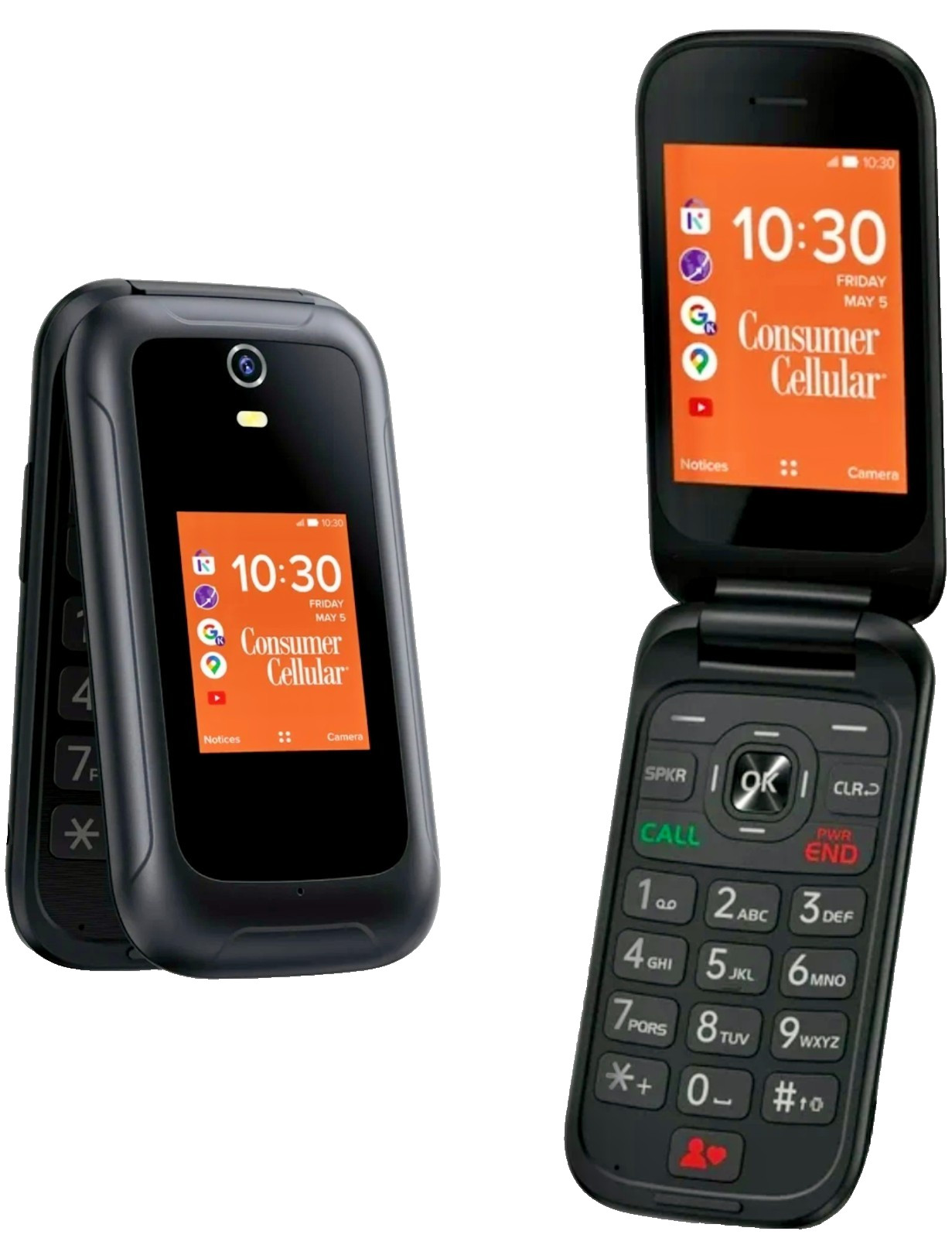 New Consumer Cellular Iris Flip Phone (8GB) 5.0MP Camera 4G LTE (GSM Unlocked)