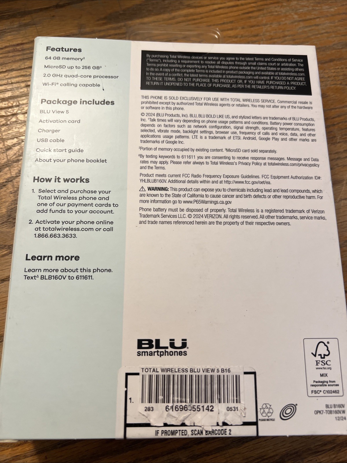 TOTAL WIRELESS Blu View 5 BRAND NEW PREPAID SMARTPHONE