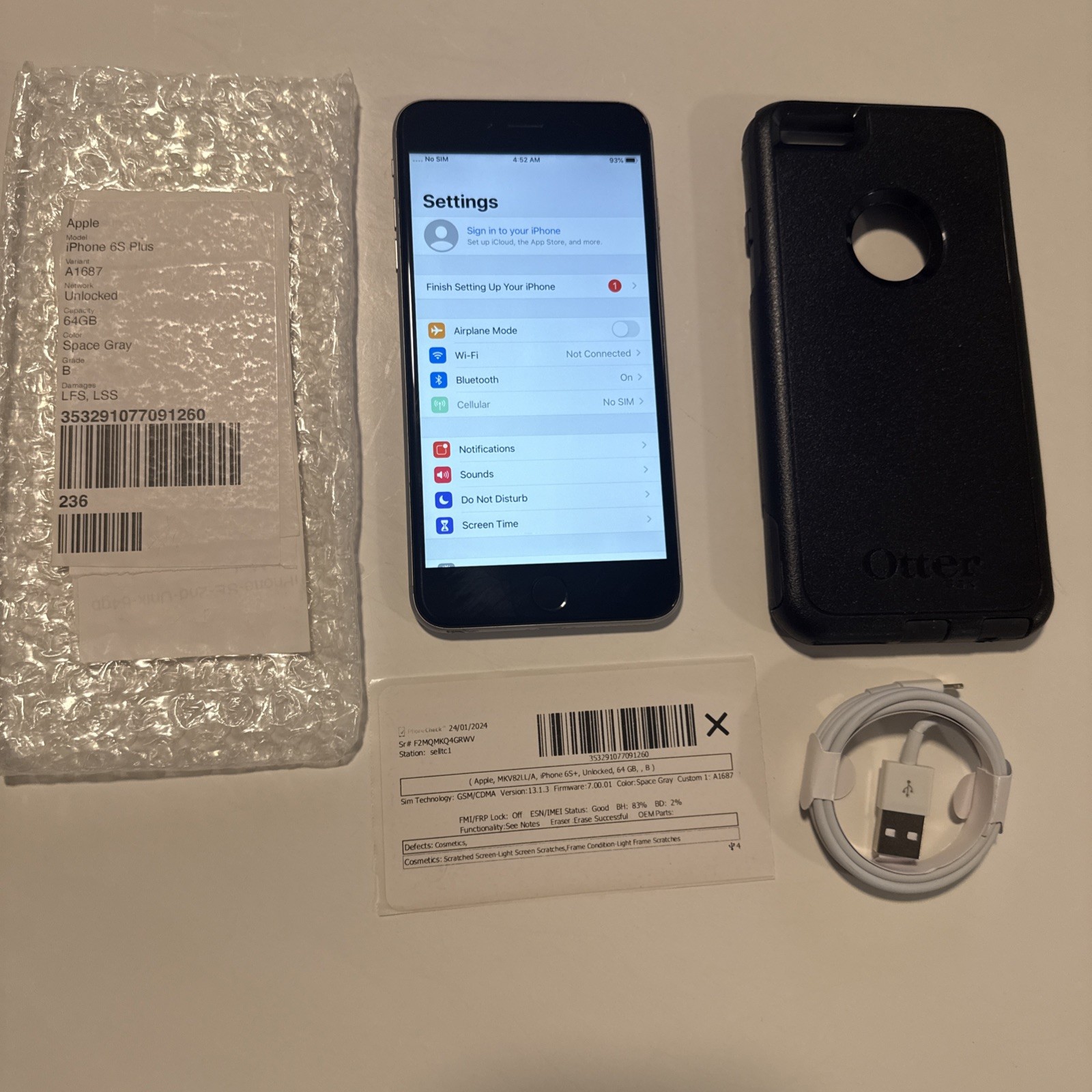 Apple iPhone 6s Plus (A1687) Space Gray 64GB (Unlocked) B Grade w/ OtterBox