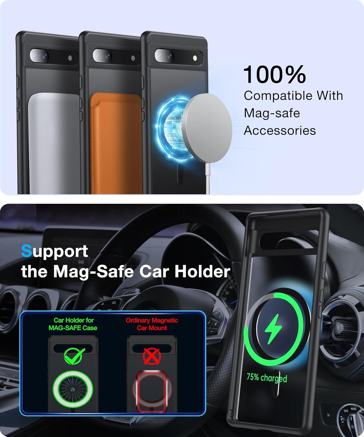 NO.1 Magnetic for Google Pixel 6a Case with Mag-Safe Slim Hard Case Soft Silicon