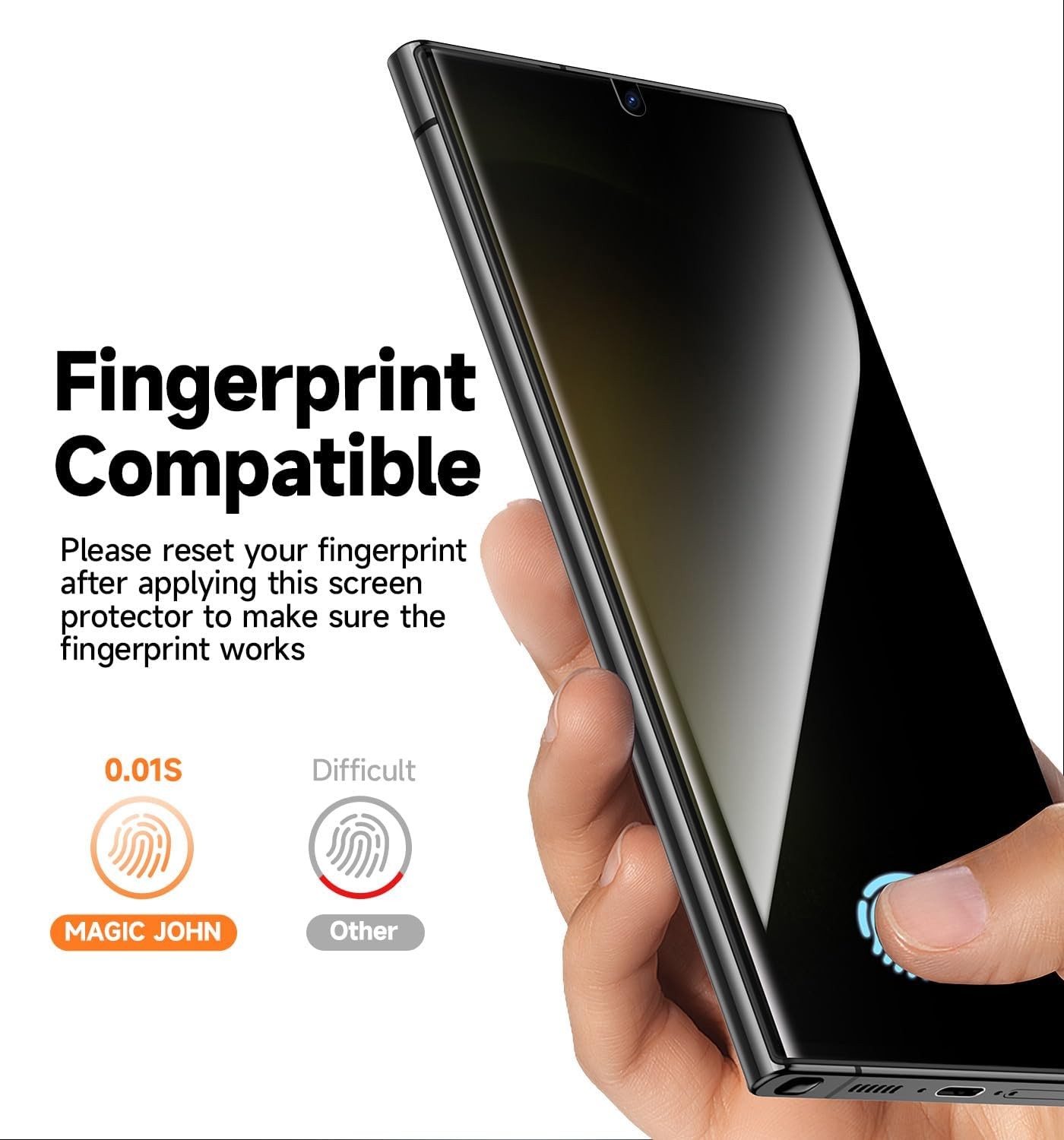 2 Pack Anti Spy Privacy Screen Protector for Samsung Galaxy S23 Ultra 6.8 Inch