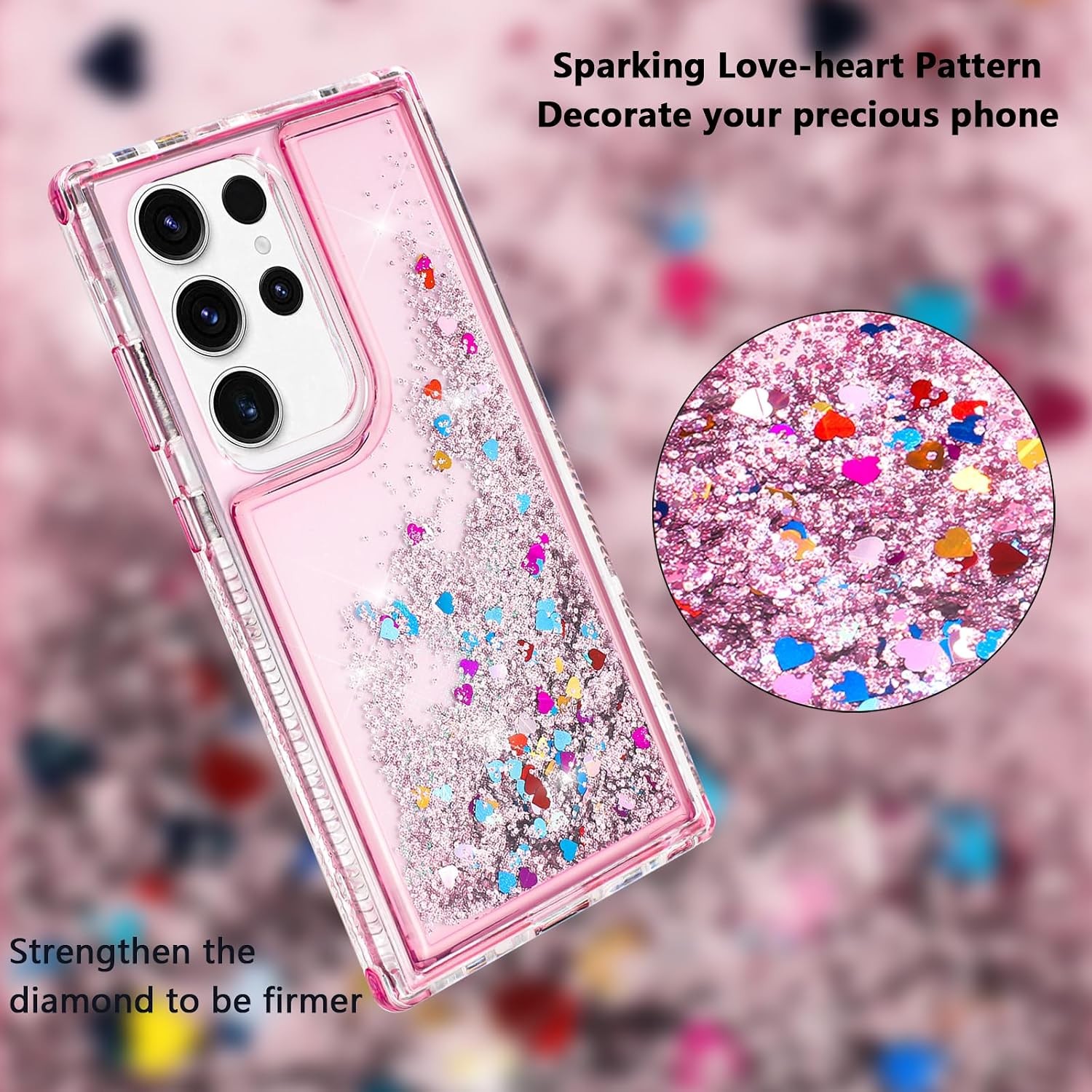 3PCS Case & Liquid Glitter for Samsung Galaxy S24 Ultra 6.8” Military-Grade Prot