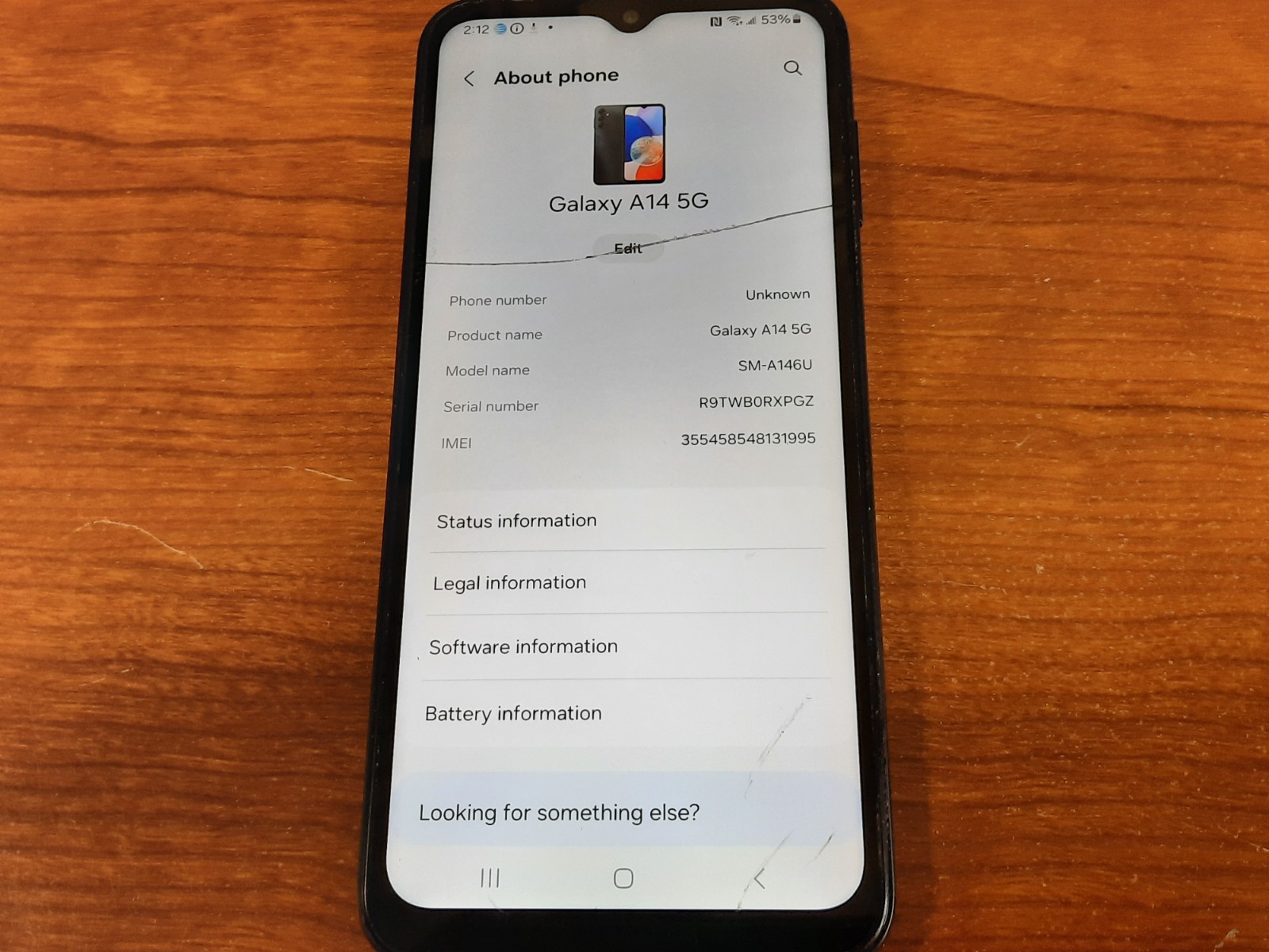 Samsung Galaxy A14 5G SM-A146U Cellphone (Black 64GB 4GB) Cricket CRACKED
