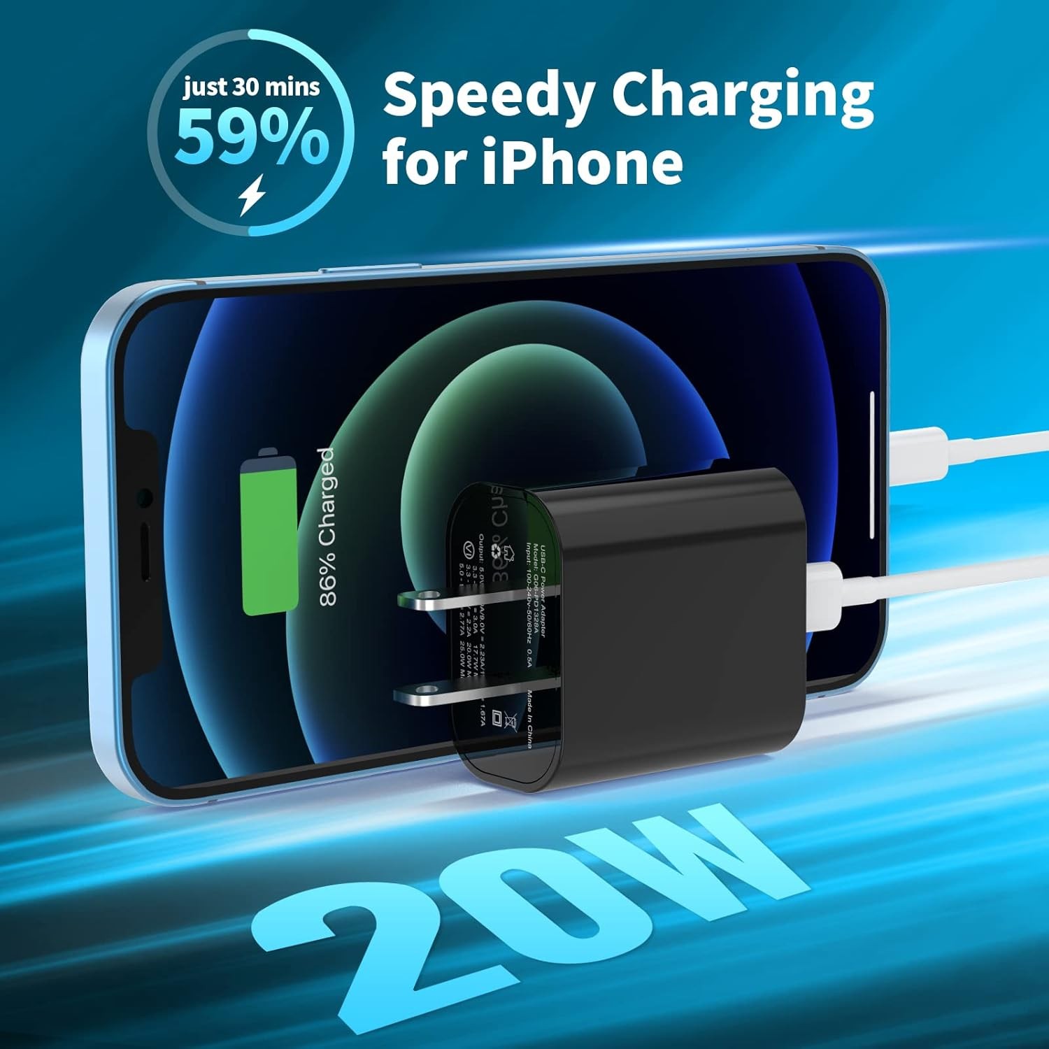3-Pack 20W USB-C Fast Charger Wall Adapter for iPhone 17/17 Pro, Galaxy