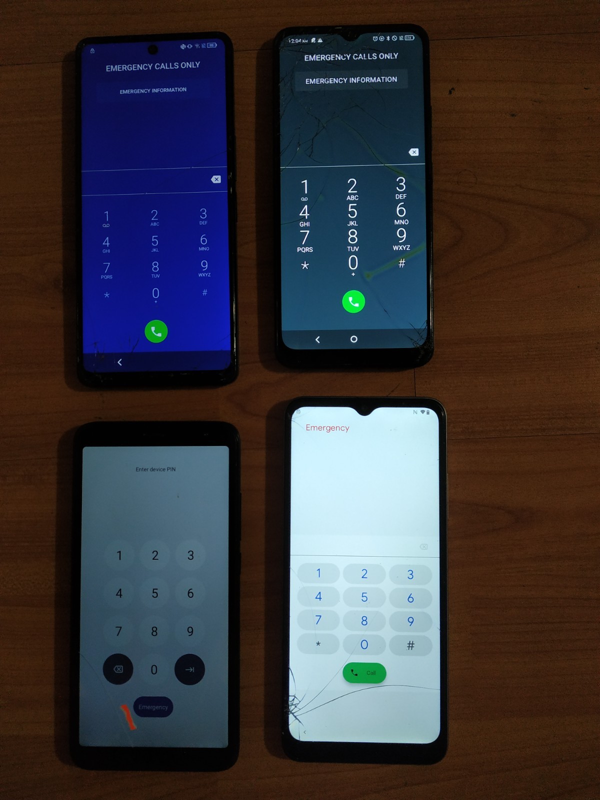 Lot of 4 Mixed model T-Mobile TCL Smartphone For part