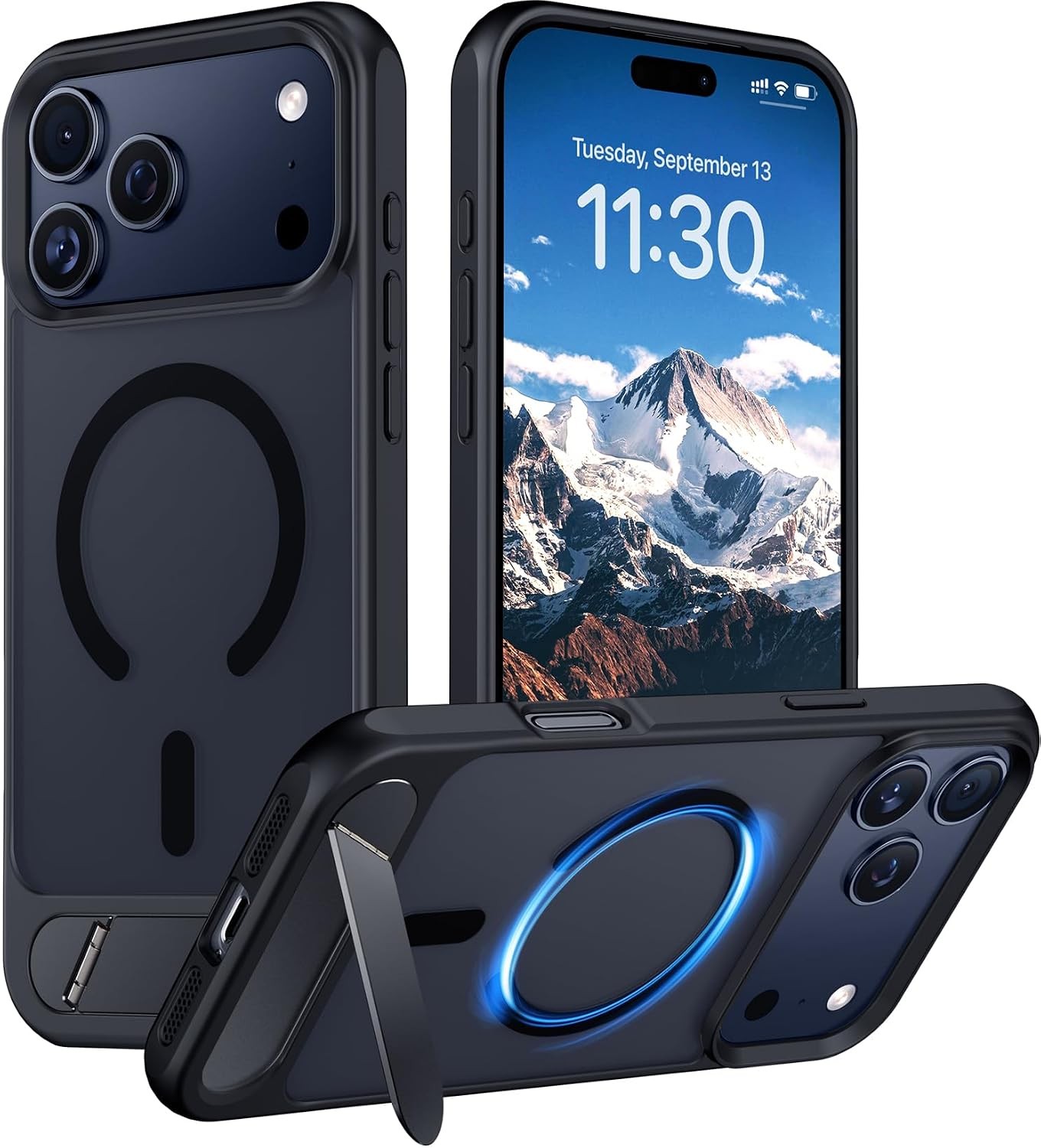 Slim Translucent Matte Case for iPhone 17 Pro Max 6.9 inch, Built-in Kickstand,