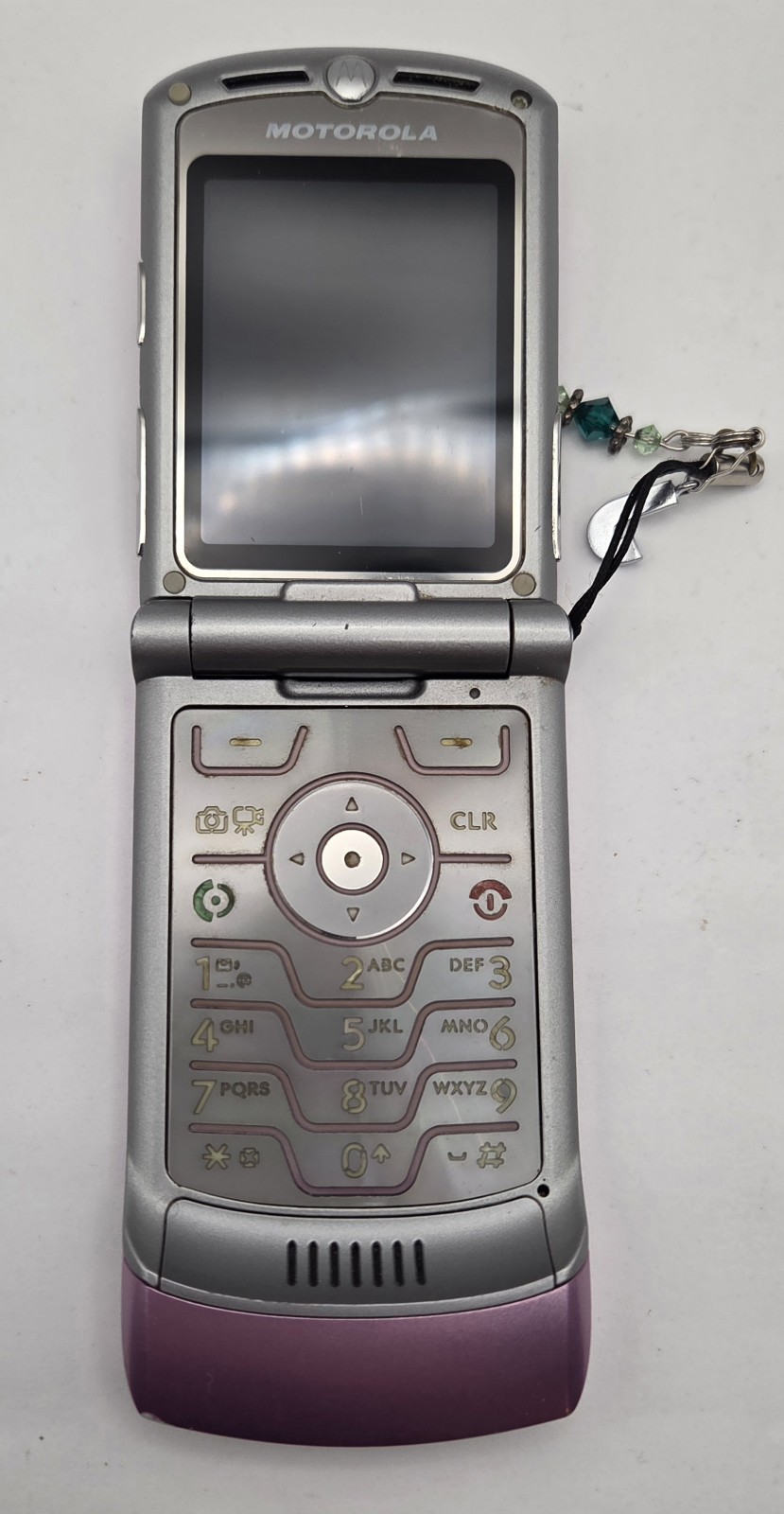 Motorola RAZR V3m Pink with Silver Vintage Rare Flip Phone Tested Works Megapix