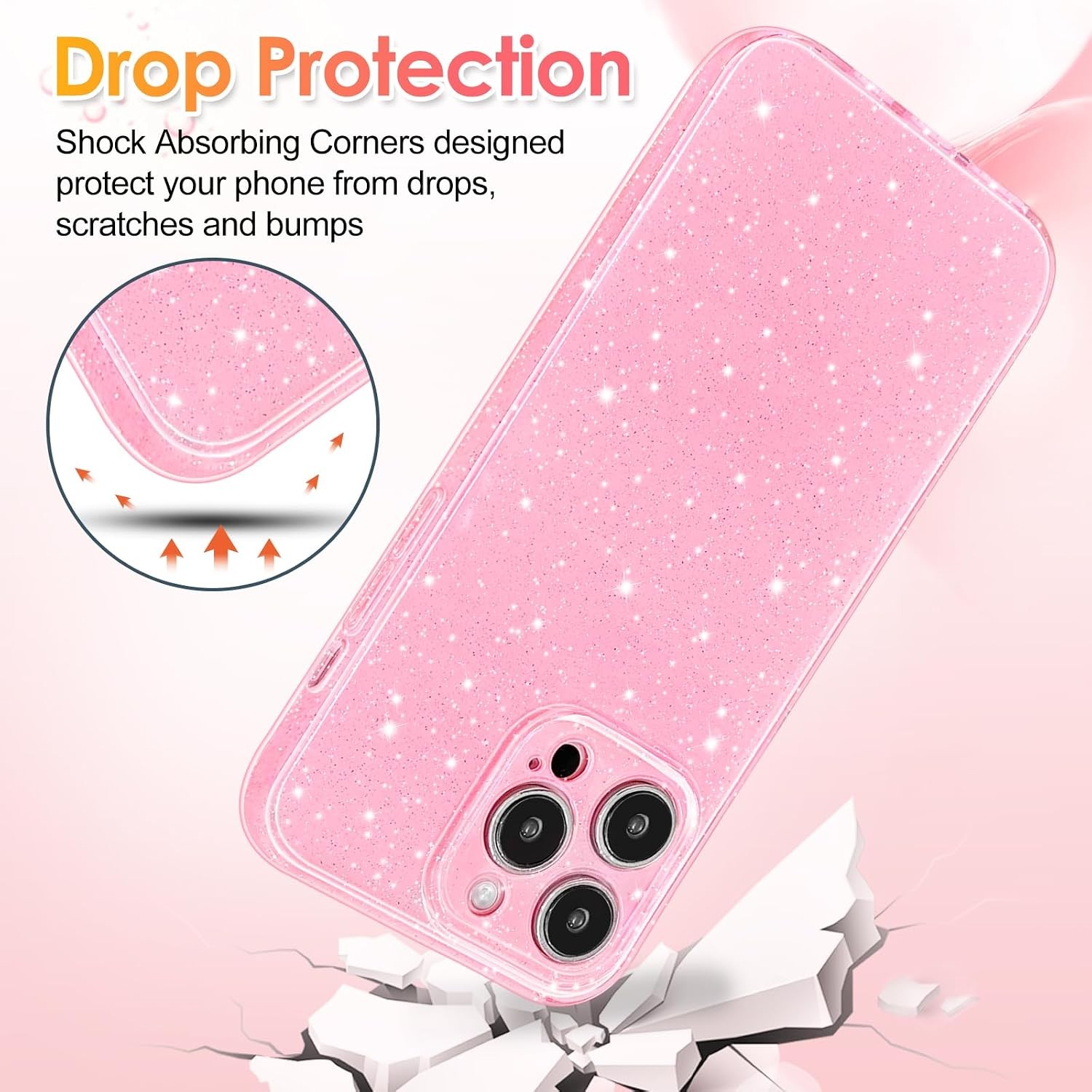 Case for iPhone 14 Pro Max Glitter Cute Sparkly Shiny Bling Phone Cases 6.7″