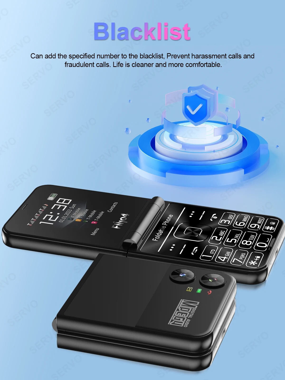 SERVO Unlocked 4 SIM Card Slots Mini Foldable Mobile Cell Phones NEW Dialer