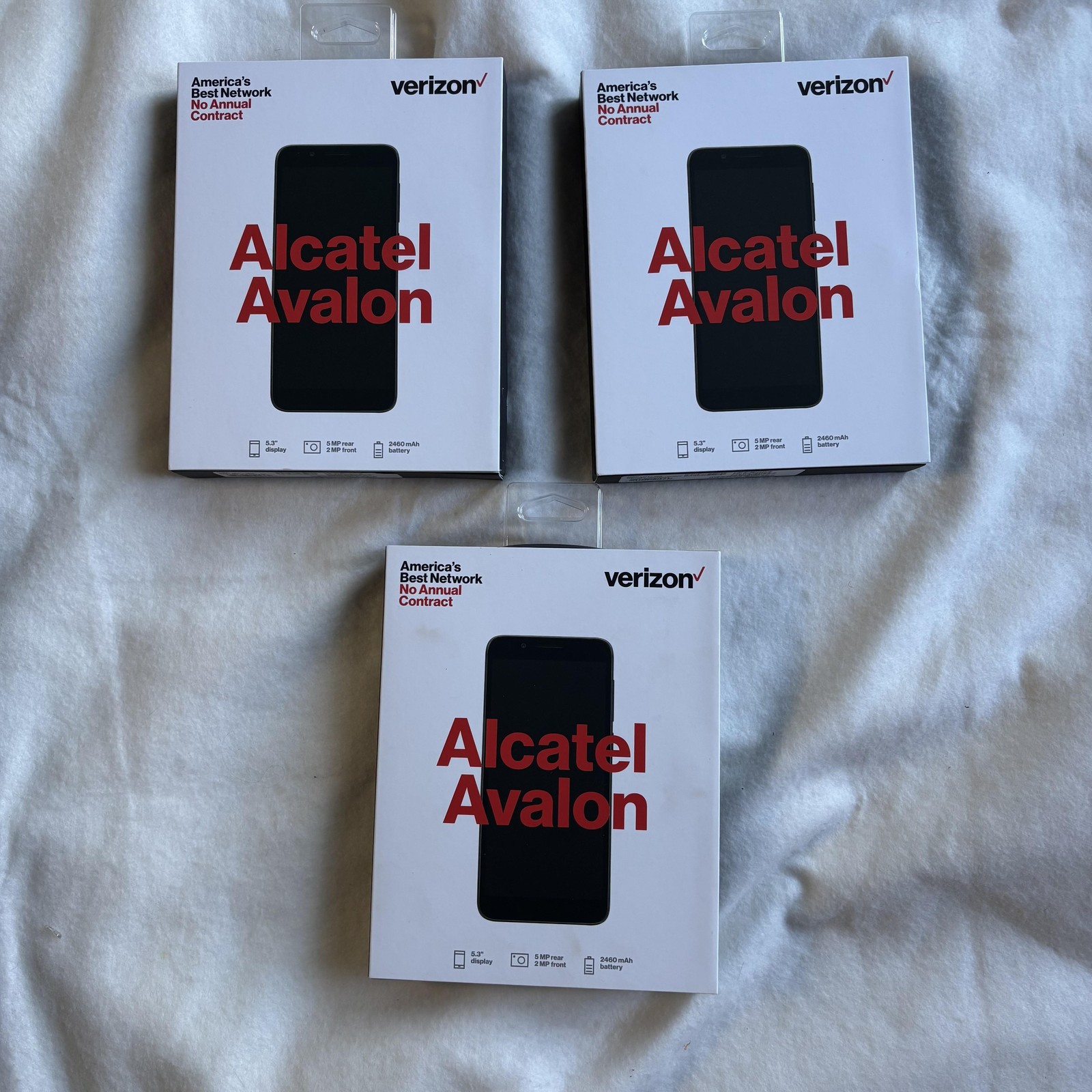 3 pk Alcatel Avalon Verizon Prepaid Smartphone 16GB Gray 5.3in New 4G LTE Phone