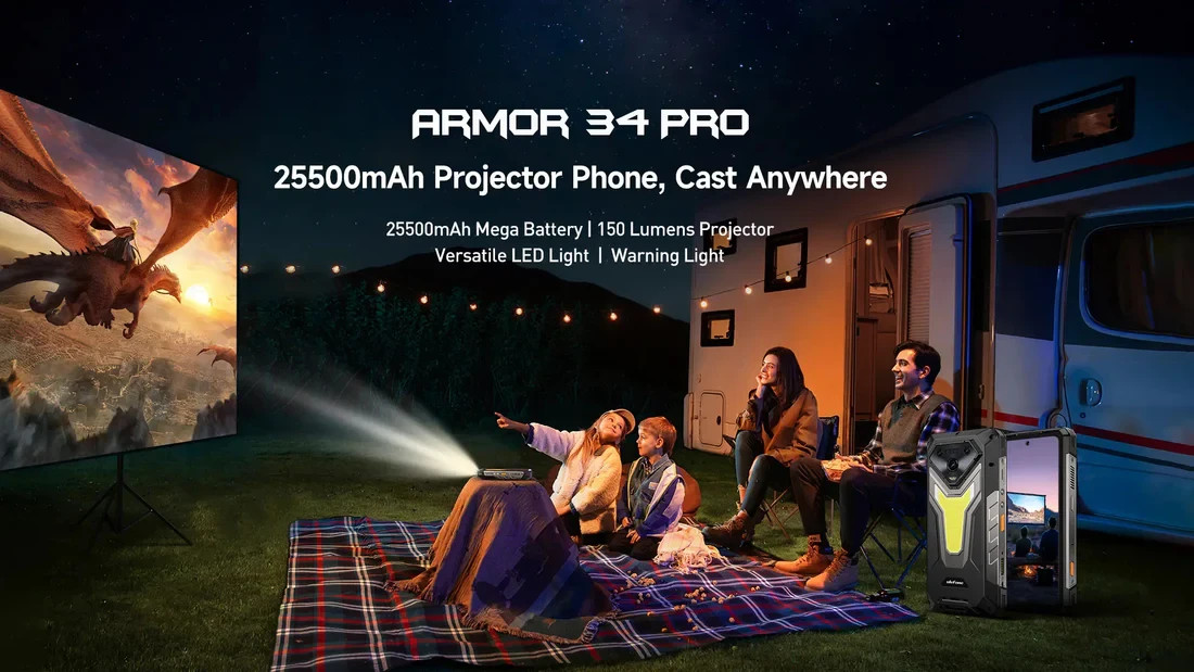 ULEFONE ARMOR 34 PRO+Plus 5G 6.95″IPS 16/512GB 25500mAh Projector Phone By Fedex
