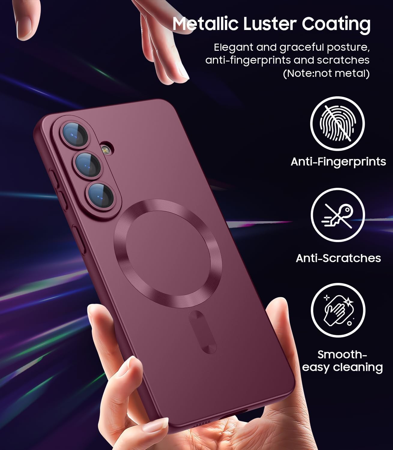 Magnetic Samsung Galaxy S26 Case Slim Soft Silicone Bumper Shockproof Burgundy