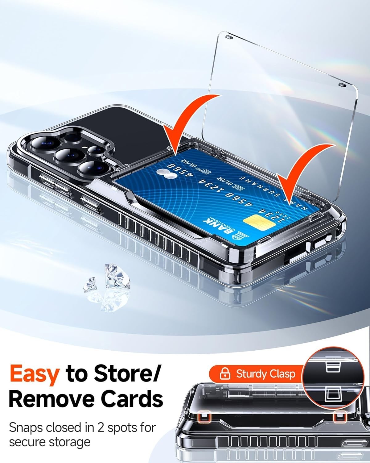 for Samsung Galaxy-S25-Ultra Wallet Case: Clear S25ultra Phone Cases with Card