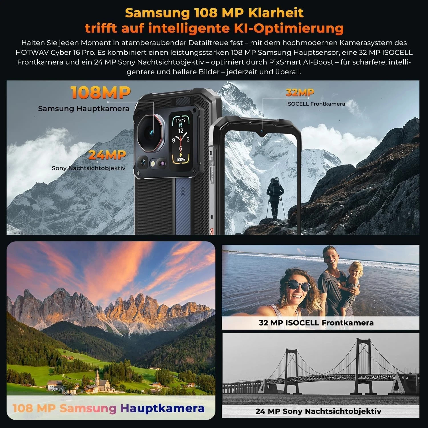 HOTWAV Cyber 16 Pro Outdoor Smartphone 24GB+512GB/2TB Dual SIM Android 15 Phone