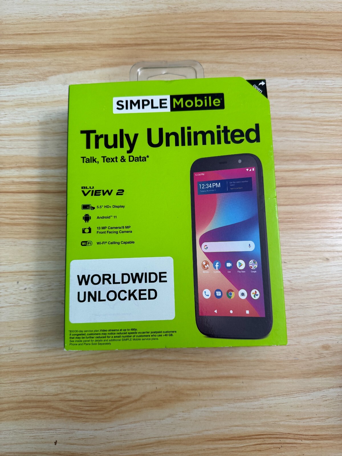 UNLOCKED -TracFone Prepaid BLU View 2, B131DL, 32GB, Black
