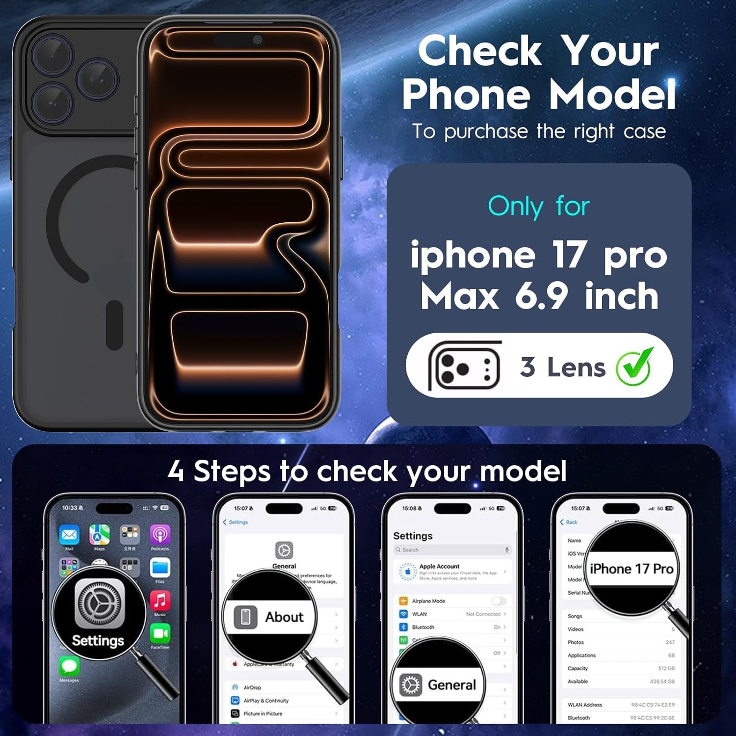 iPhone 17 Pro Max Case, Upgraded Full Camera Protection, Military-Grade Drop Sho