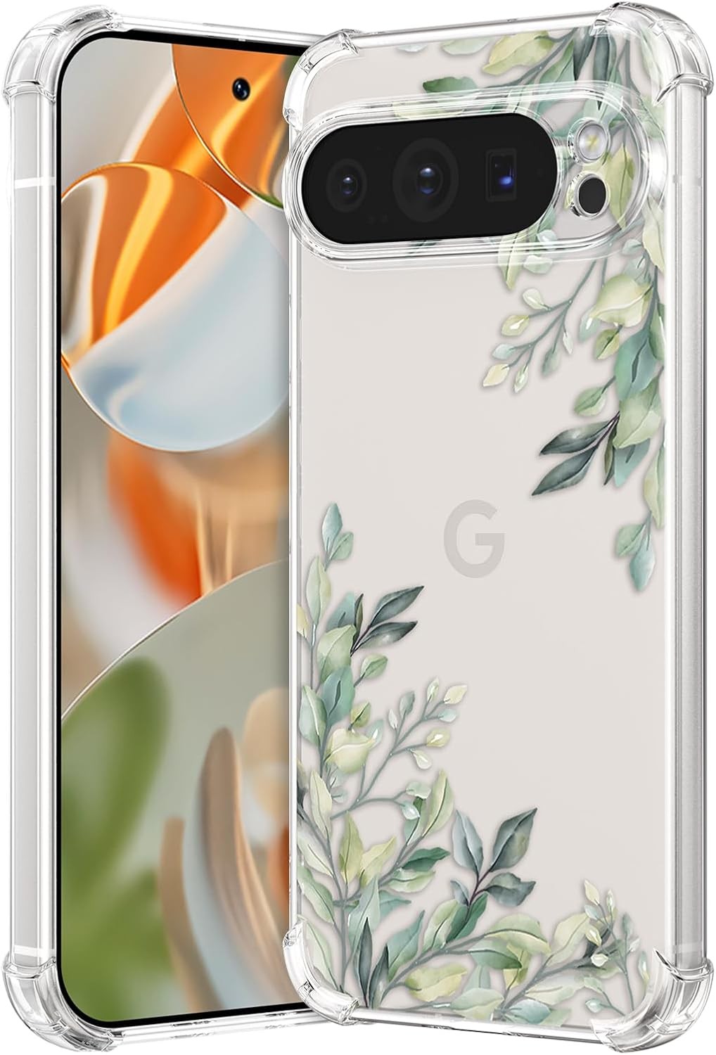 Floral Case for Google Pixel 10 Pro XL, Clear Leaves Flower Slim Cute Cover