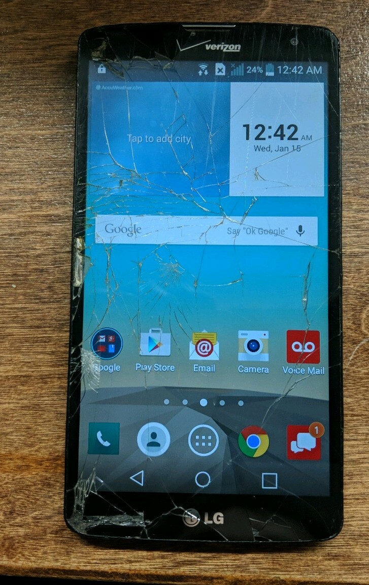 CRACKED AS IS LG VS880 G Vista 5.7 in 8GB Verizon Network Metallic Black