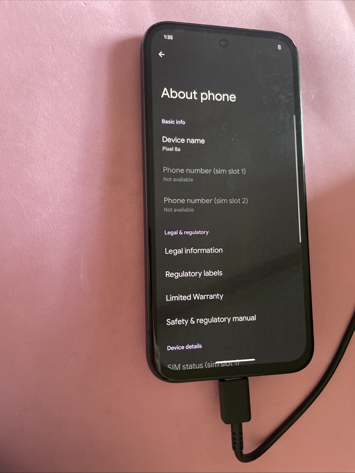 GOOGLE PIXEL 8A GKV4X UNLOCKED 128GB Obsidian