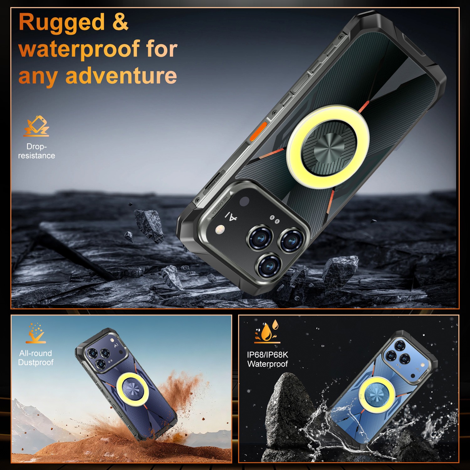 Rugged Smartphone R17 Pro MAX 12GB+256G Unlocked Cell Phone Dual Sim 5G 11000mAh
