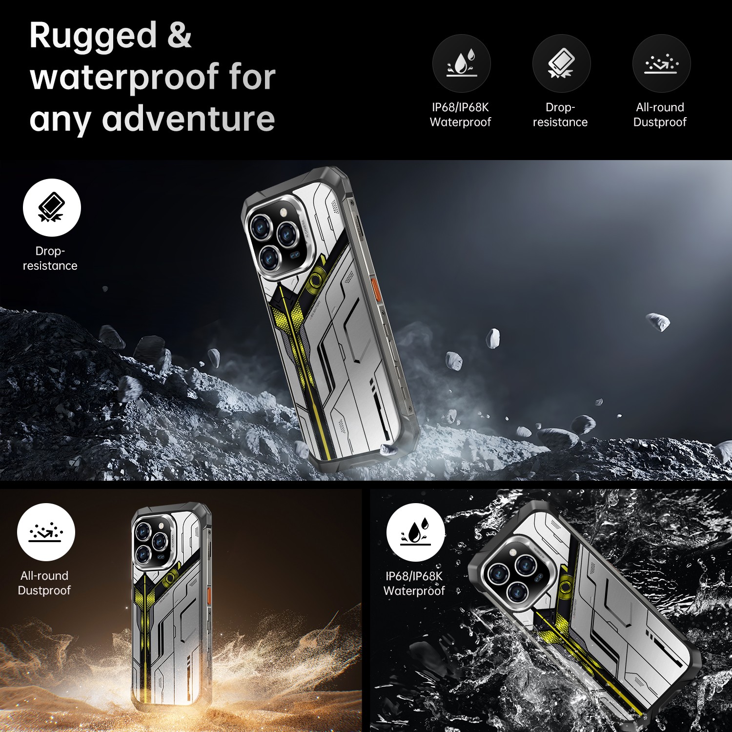Rugged Smartphone R16 Pro MAX 12GB+256G Dual Sim 5G Unlocked Cell Phone 10000mAh
