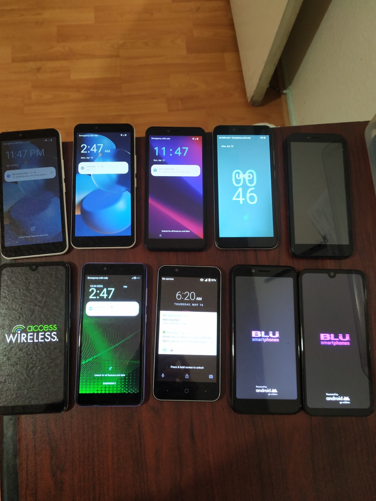 Lot of 10 Mixed Brand VORTEX /coolpad/BLU/NUO and other 16GB Smartphone