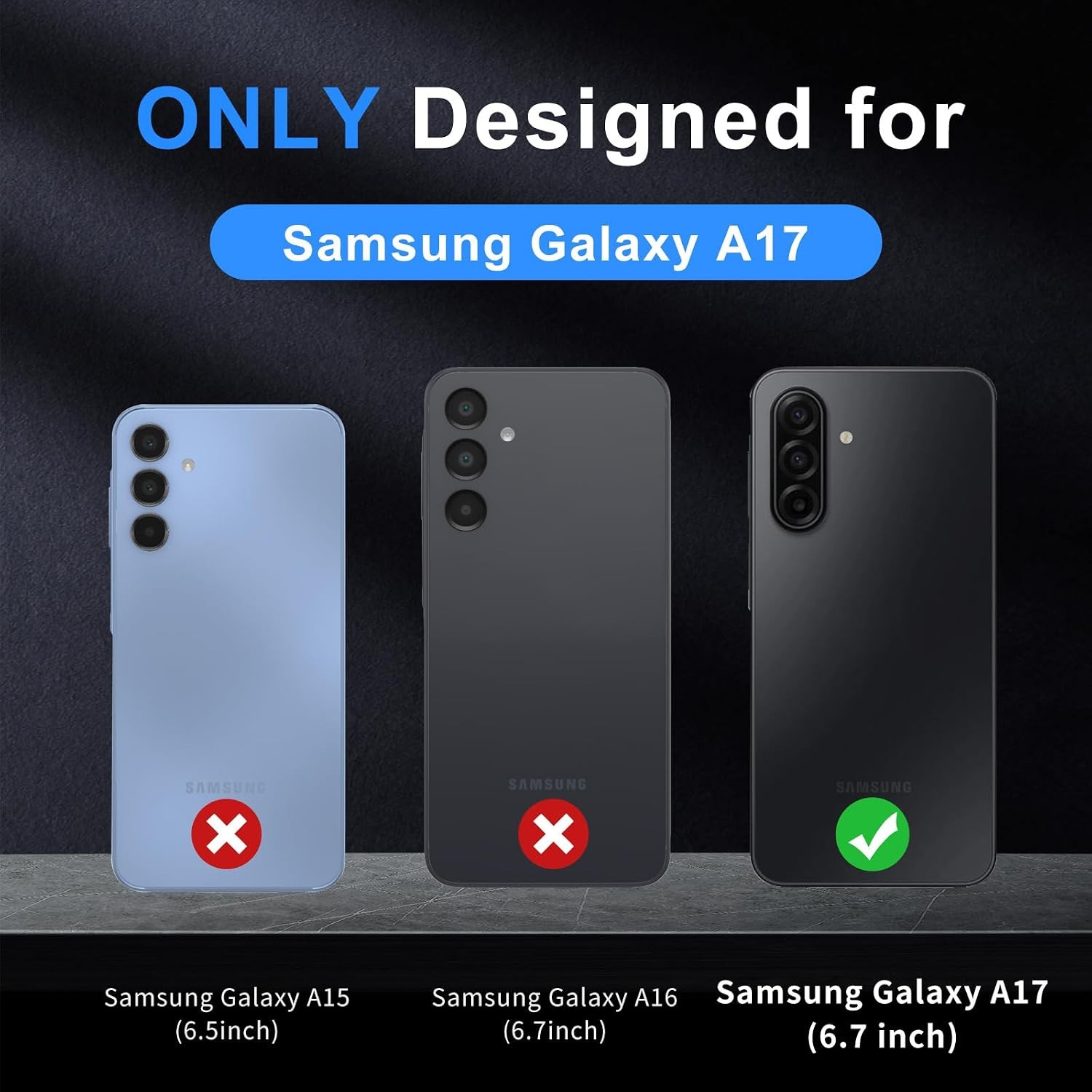 Rugged Shockproof Phone Case for Samsung Galaxy A17 5G, Military Grade Tested, P