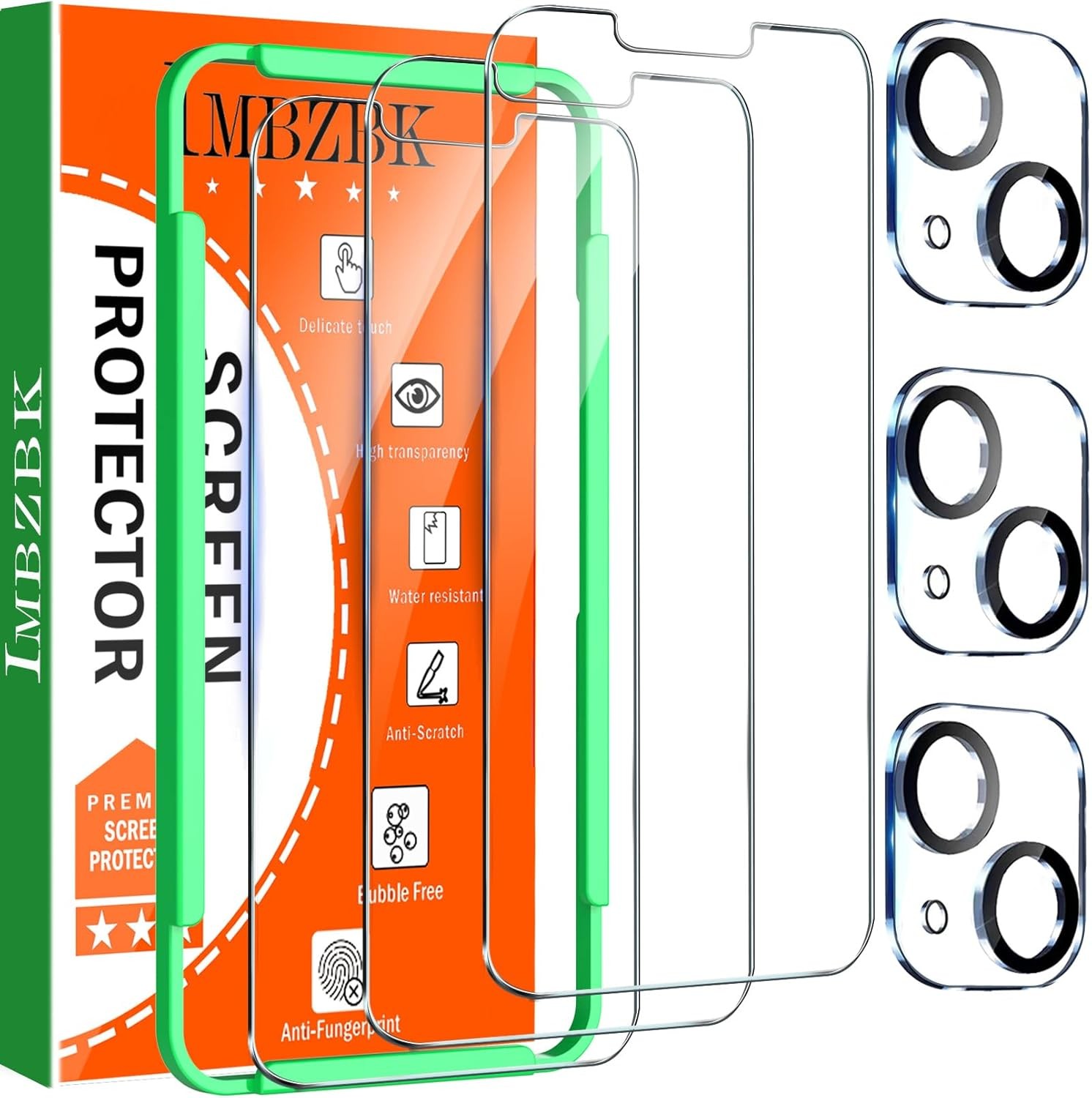 3 Pack Screen Protector for iPhone 13 with 3 Camera Lens Protectors
