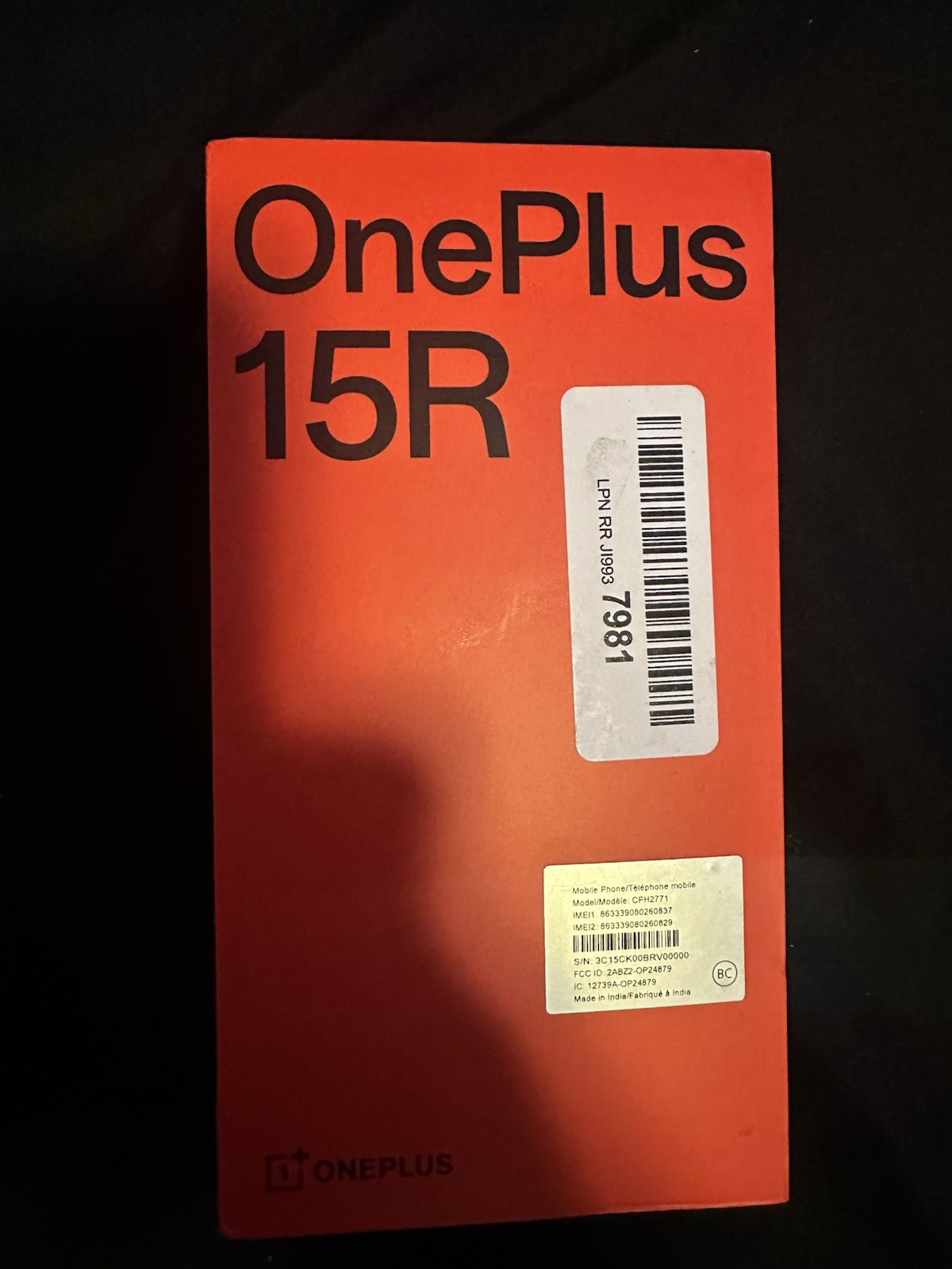 OnePlus 15R 512GB 12GB RAM Charcoal Black Smartphone (CPH2771)