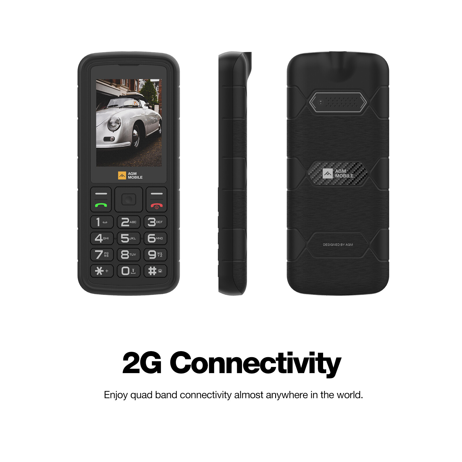 AGM M9 Rugged Feature Phone Button Senior Cell Phone Bluetooth FM Torch 3 Slots
