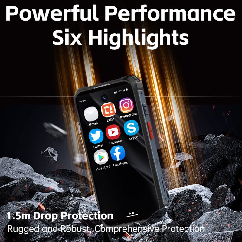 MINI 4G LTE Android Rugged Phone ZELLO Waterproof Outdoors Mobile Unlocked UNIWA