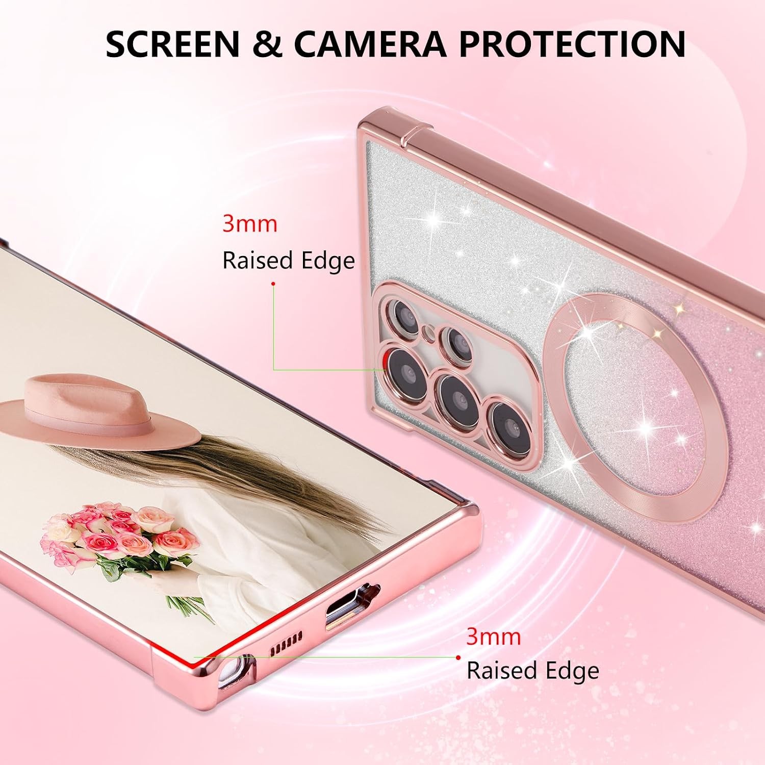 2PCS Clear Magnetic Case & Shockproof TPU Protector for Samsung Galaxy S23 Ultra