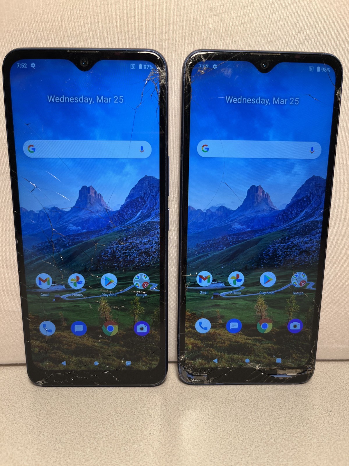 (LOT OF 2) AT&T Radiant Max 5G (EA211001) 64GB – CRACKED SCREENS, YELLOW SPOTS
