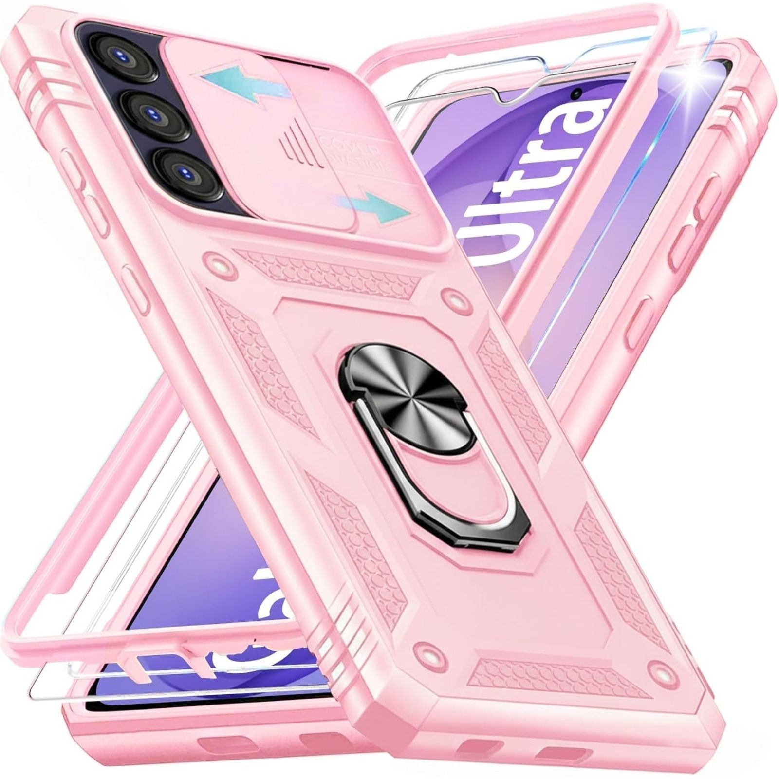 Pink Shockproof Case for Samsung Galaxy S26 Ultra with 2 Screen Protectors & Cam